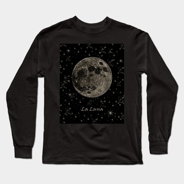 La Luna The Moon Long Sleeve T-Shirt by galaxieartshop